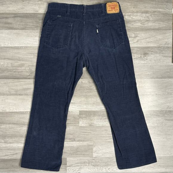 37.5 X 29 Levis 517 Vintage 80s Cords Bootcut Corduroy Pants Jeans Navy Western - Picture 2 of 9